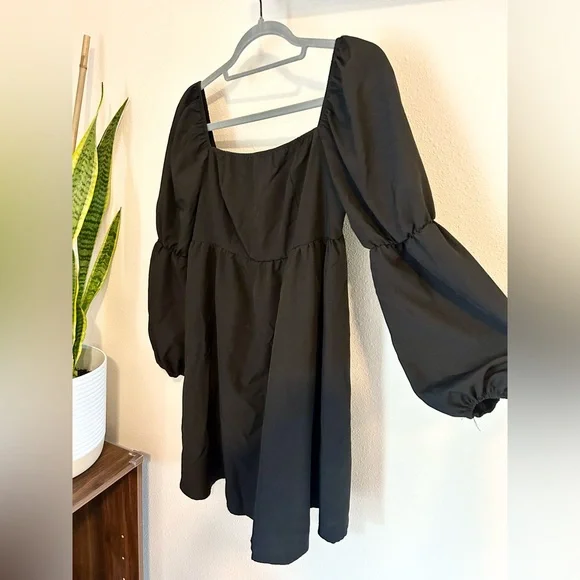 Black Mini Babydoll Dress Long Sleeve - Size Large | Color: Black | Size: L | Pm-56559584's Closet Black Mini Babydoll Dress Long Sleeve - Size Large | Color: Black | Size: L | Pm-56559584's Closet
